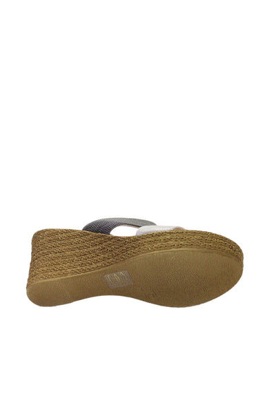 Carvela Womens Wedge Heel Beaded Double Strap Slide Sandals White Size 38