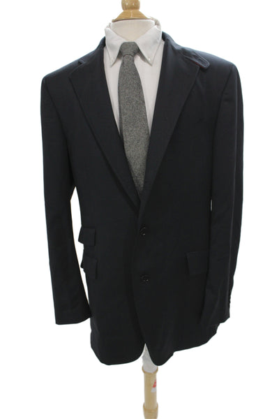 Etro Mens Blazer Black Wool Solid Button Big & Tall Size 56