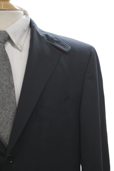Etro Mens Blazer Black Wool Solid Button Big & Tall Size 56