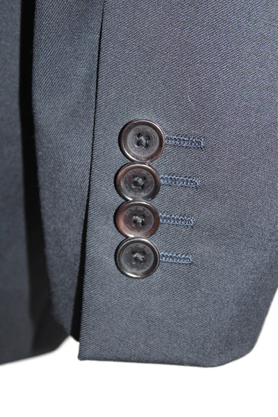Etro Mens Blazer Black Wool Solid Button Big & Tall Size 56