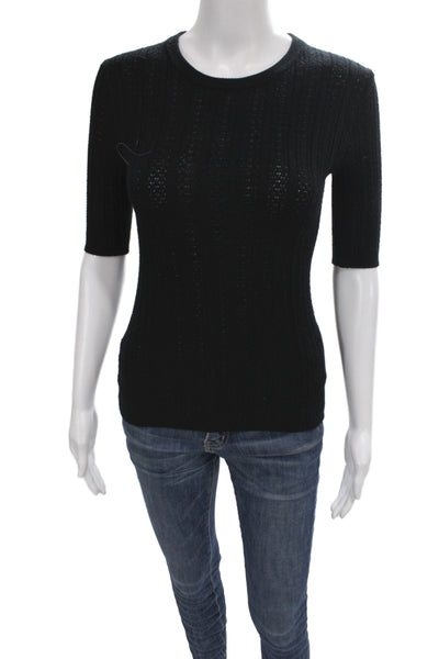 Rag & Bone Women Black Cotton Short Sleeve Pullover Crew Neck Size XS