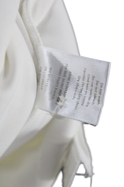 Anne Fontaine Womens White Dress Pants Button 100% Polyester Size 38
