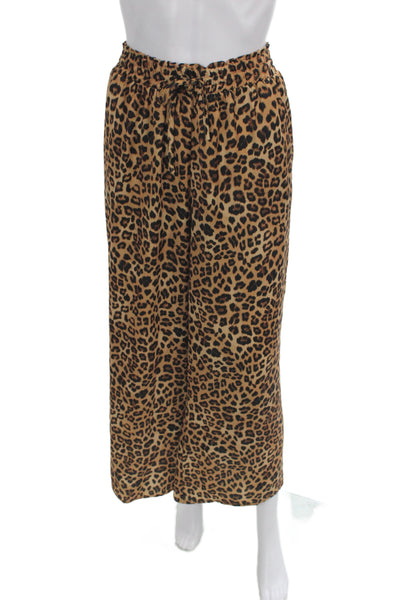 Summersalt Womens Cropped Leopard Print Drawstring Pants Recycled Poly Size S