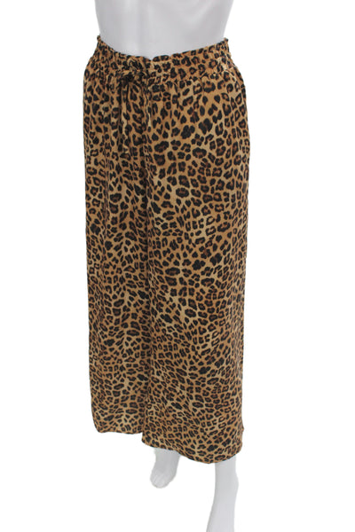 Summersalt Womens Cropped Leopard Print Drawstring Pants Recycled Poly Size S