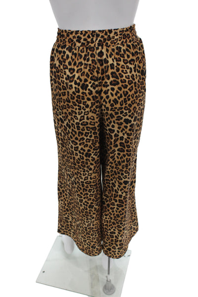 Summersalt Womens Cropped Leopard Print Drawstring Pants Recycled Poly Size S