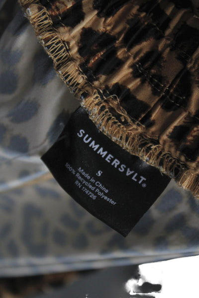 Summersalt Womens Cropped Leopard Print Drawstring Pants Recycled Poly Size S