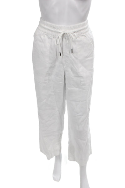 Athleta Women Cropped Linen Drawstring Pants White Petite Size XS