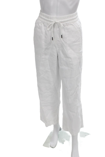 Athleta Women Cropped Linen Drawstring Pants White Petite Size XS