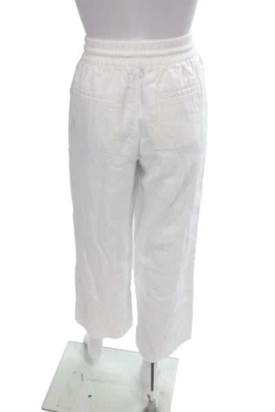 Athleta Women Cropped Linen Drawstring Pants White Petite Size XS