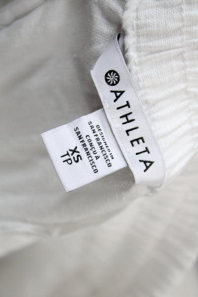 Athleta Women Cropped Linen Drawstring Pants White Petite Size XS