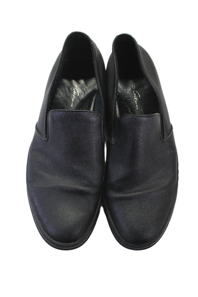 Kenneth Cole Mens Slip On Round Toe Leather Sneakers Black Size 8.5