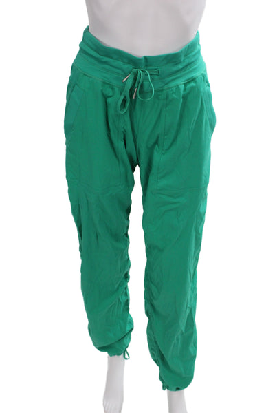 Lululemon Womens Jogger Pants Green Drawstring 94% Nylon Athleisure Size 4