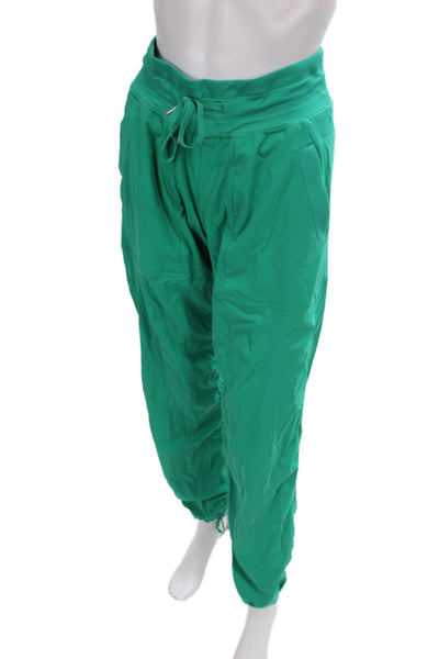 Lululemon Womens Jogger Pants Green Drawstring 94% Nylon Athleisure Size 4