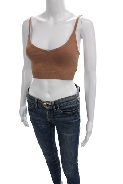 Intermix Women Brown Viscose Scoop Neck Sleeveless Camisole Summer Size S