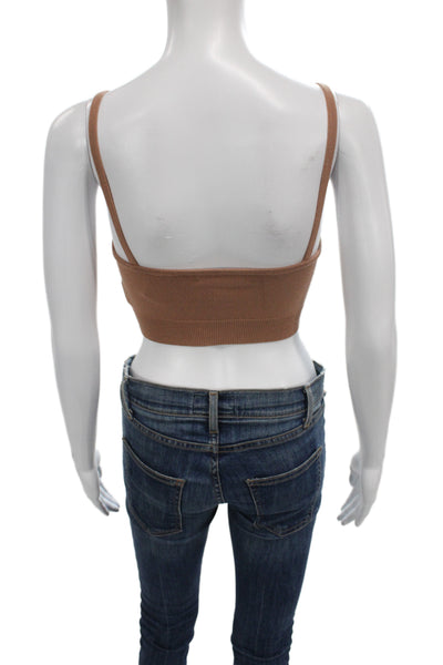 Intermix Women Brown Viscose Scoop Neck Sleeveless Camisole Summer Size S