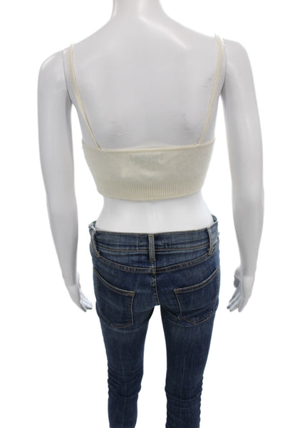 Naadam Womens Ivory 100% Cashmere Sleeveless Scoop Neck Pullover Size M