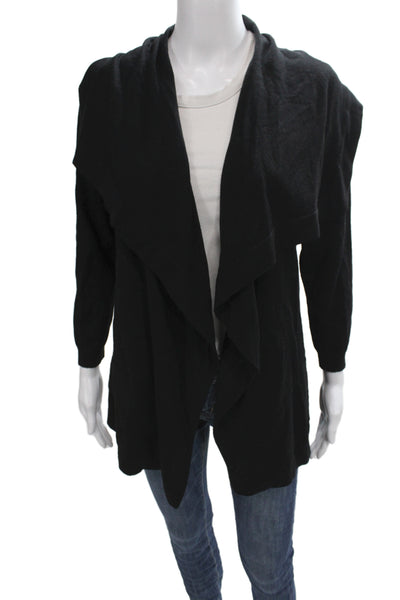 Theory Women Black Cowl Neck Cardigan Long Sleeve Wool Size M