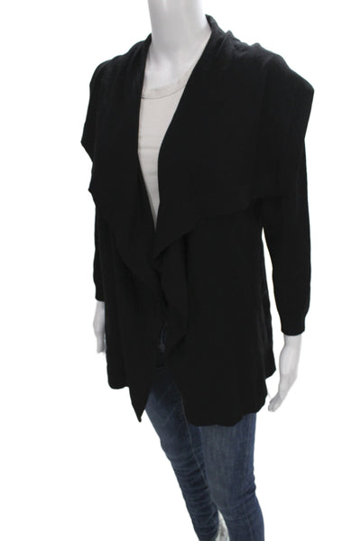 Theory Women Black Cowl Neck Cardigan Long Sleeve Wool Size M