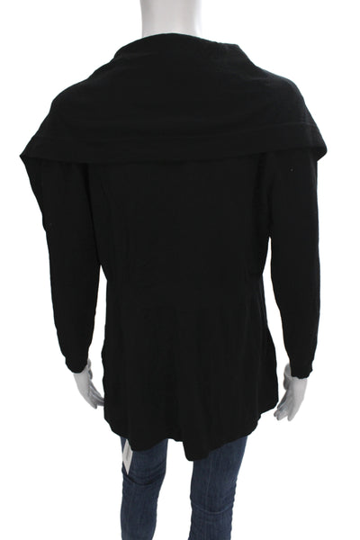 Theory Women Black Cowl Neck Cardigan Long Sleeve Wool Size M