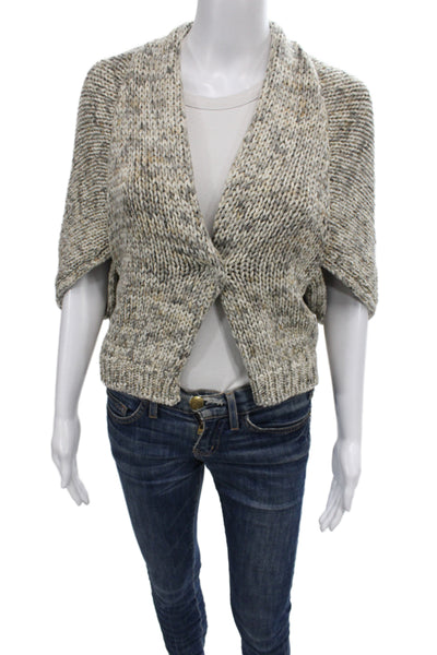 Brunello Cucinelli Womens Gray V-Neck Short Sleeve Cardigan Size S
