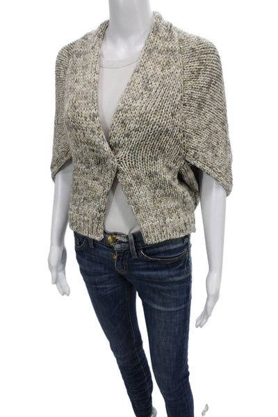 Brunello Cucinelli Womens Gray V-Neck Short Sleeve Cardigan Size S