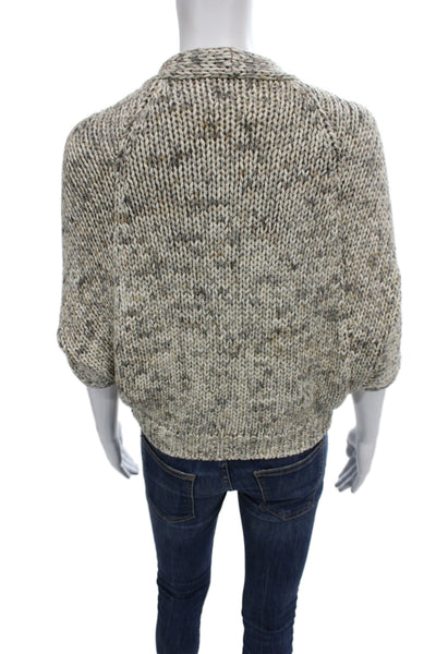 Brunello Cucinelli Womens Gray V-Neck Short Sleeve Cardigan Size S