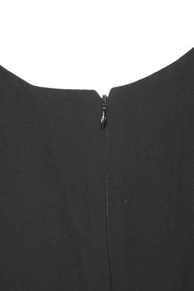 Valentino Women Black Silk Sheath Dress Cowl Neck Short Sleeve Size 8