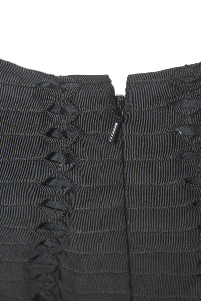 Oscar de la Renta Women Black Sheath Midi Dress Square Neck Sleeveless Size 6