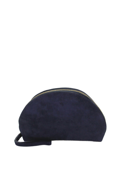 Mansur Gavriel Womens Suede Zip Around Wristlet Handbag Navy Blue