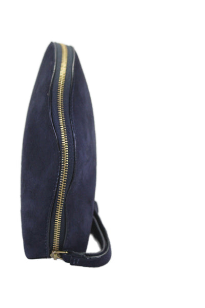 Mansur Gavriel Womens Suede Zip Around Wristlet Handbag Navy Blue