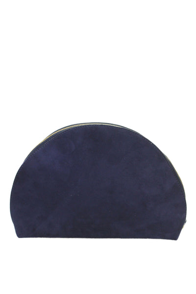 Mansur Gavriel Womens Suede Zip Around Wristlet Handbag Navy Blue
