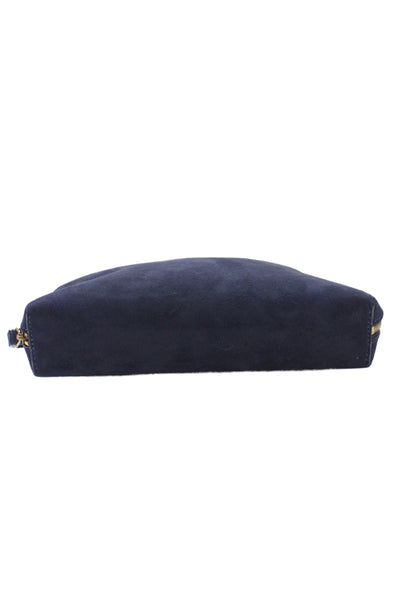Mansur Gavriel Womens Suede Zip Around Wristlet Handbag Navy Blue