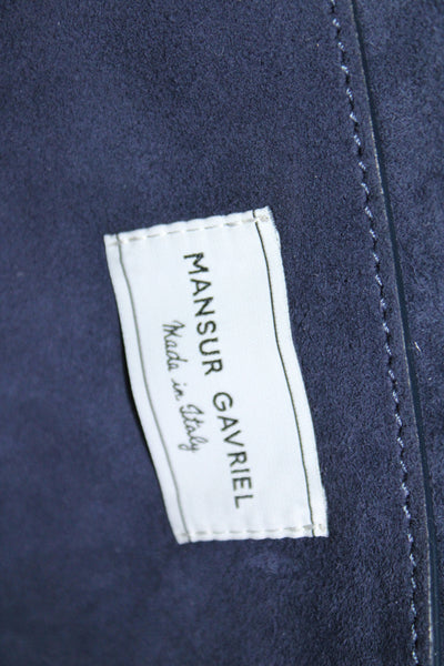 Mansur Gavriel Womens Suede Zip Around Wristlet Handbag Navy Blue