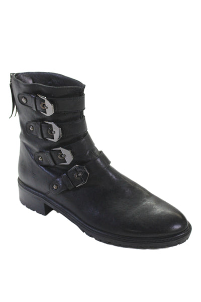 Stuart Weitzman Womens Leather Multi Belted Ankle Boots Black Size 7.5 Medium