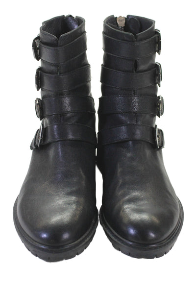 Stuart Weitzman Womens Leather Multi Belted Ankle Boots Black Size 7.5 Medium