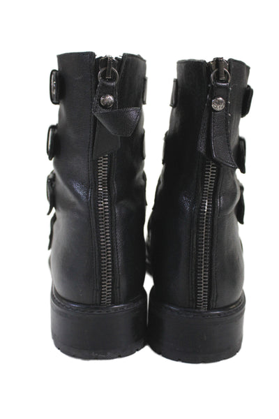 Stuart Weitzman Womens Leather Multi Belted Ankle Boots Black Size 7.5 Medium