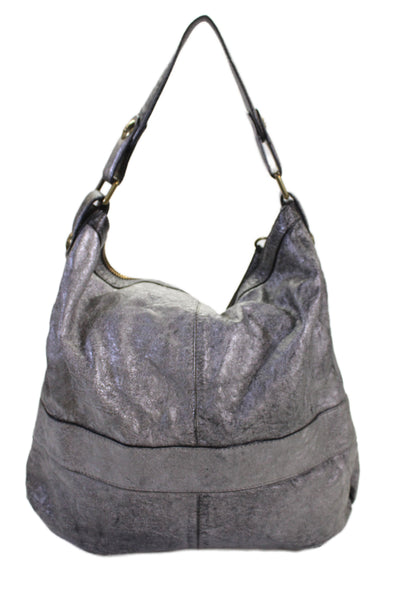 Gerard Darel Womens Leather Gold Tone Shoulder Handbag Gunmetal Silver