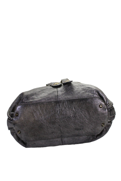Gerard Darel Womens Leather Gold Tone Shoulder Handbag Gunmetal Silver