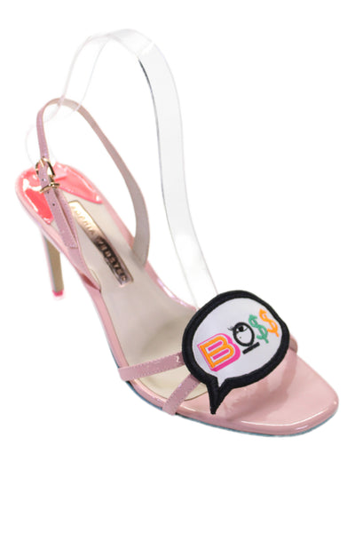 Sophia Webster Womens Patent Leather Slingbacks Sandal Heels Pink Size 38 8