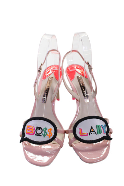 Sophia Webster Womens Patent Leather Slingbacks Sandal Heels Pink Size 38 8