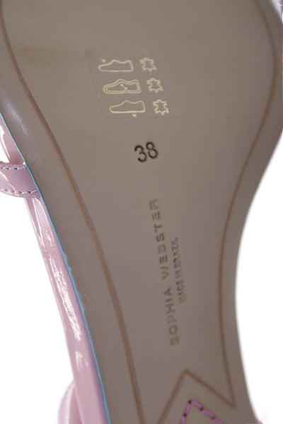 Sophia Webster Womens Patent Leather Slingbacks Sandal Heels Pink Size 38 8