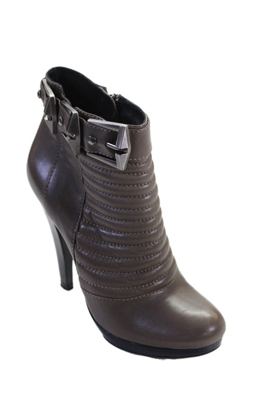 7 For All Mankind Womens Leather Padded Belted Ankle Boots Gray Size 7.5 Medium