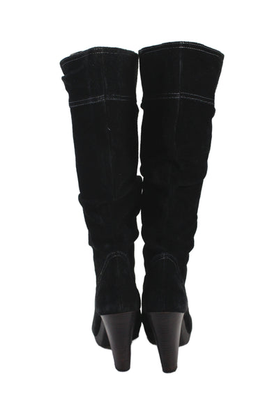 KORS Michael Kors Womens Suede Ruched Knee High Boots Black Size 7.5