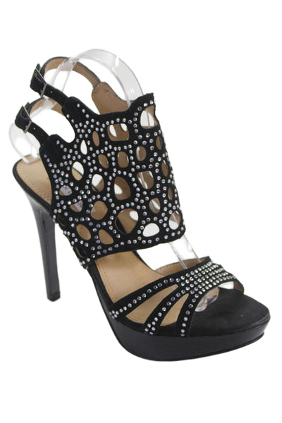 Kelsi Dagger Brooklyn Womens Jeweled Brandi Platform Heels Black Size 7.5
