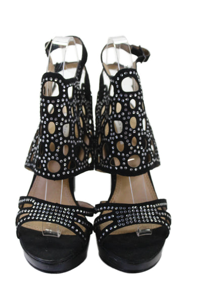 Kelsi Dagger Brooklyn Womens Jeweled Brandi Platform Heels Black Size 7.5