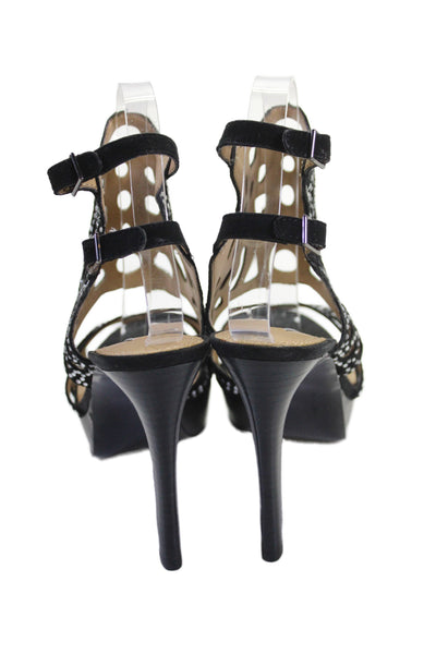 Kelsi Dagger Brooklyn Womens Jeweled Brandi Platform Heels Black Size 7.5