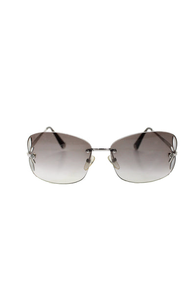 Louis Vuitton Womens Lily Rimless Monogram Flower Sunglasses Silver
