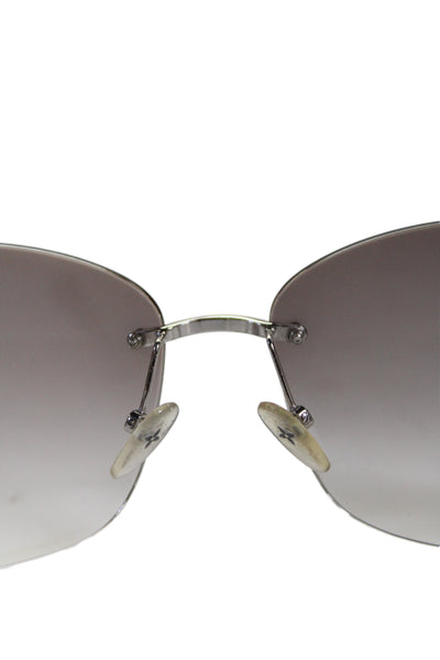Louis Vuitton Womens Lily Rimless Monogram Flower Sunglasses Silver