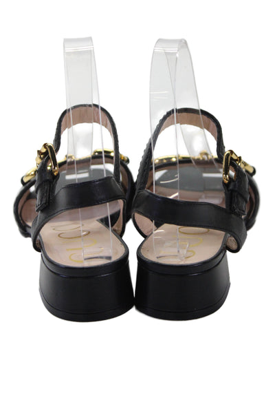 Gucci Womens Horsebit Leather Ankle Strap Sandals Black Size 5