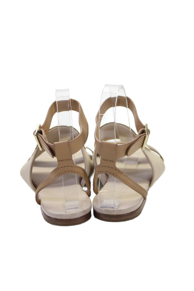 See by Chloe Womens Metal Plate Ankle Strap Flat Sandals Gold Size 6.5